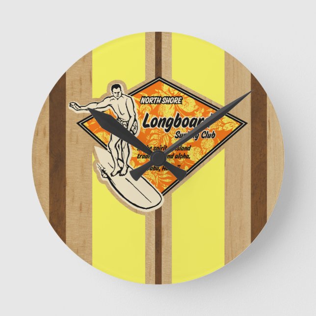 Waimea Surfboard Hawaiian Wall Clocks Rund Klocka (Framsida)