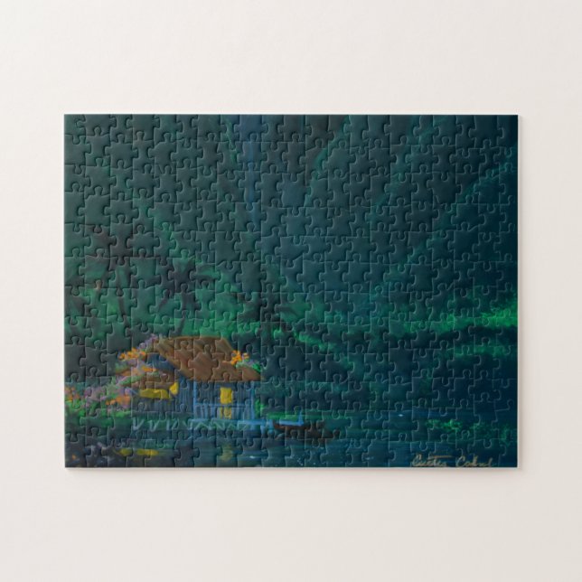 Wainiha dalhem på en Starry natt Pussel (Horisontell)