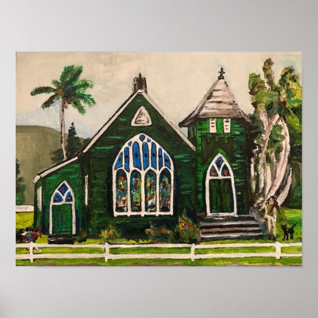 Waioli Huiia Church, Kauai Painting Poster (Framsidan)