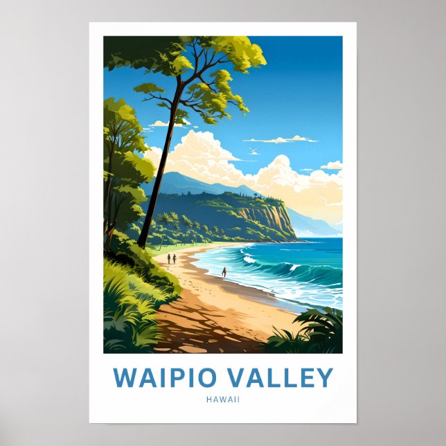 Waipio Valley Hawaii Travel Skriv ut Poster (Framsidan)