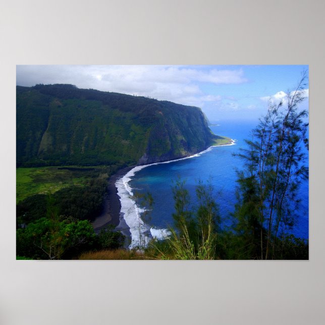 Waipio Valley Utsiktspunkt, Hawaii,  Utskrift Poster (Framsidan)