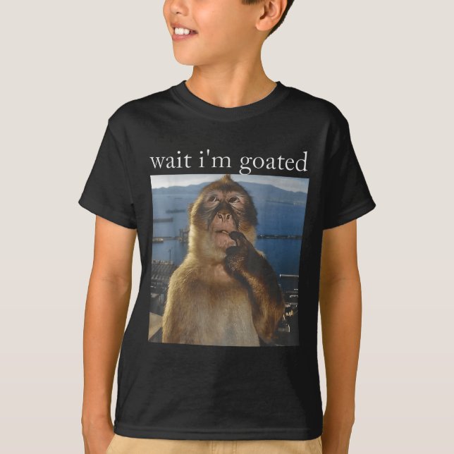 Wait I'm Goated Funny Thinking Monkey Meme Gen Z H T Shirt (Framsida)