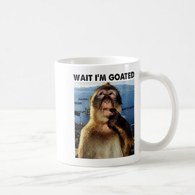 Wait I'm Goated Y2k Funny Thinking Monkey Meme Bra Kaffemugg (Höger)