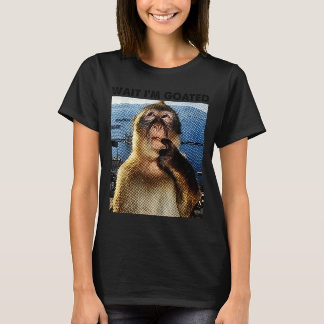 Wait I'm Goated Y2k Funny Thinking Monkey Meme Bra T Shirt (Framsida)