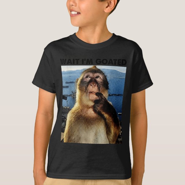 Wait I'm Goated Y2k Funny Thinking Monkey Meme Bra T Shirt (Framsida)