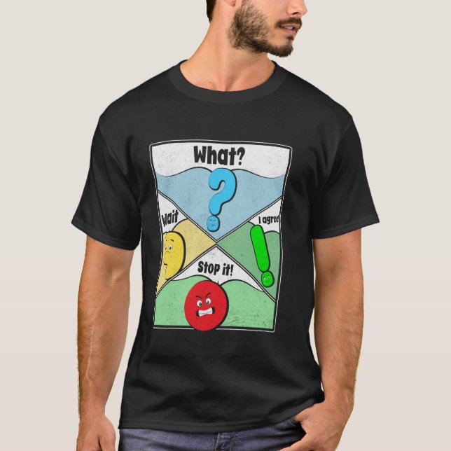 Wait What Stop It I Agree Funny Punctuation Gramma T Shirt (Framsida)