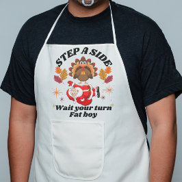 Wait Your Turn Fat Boy Funny Thanksgiving Långt Förkläde