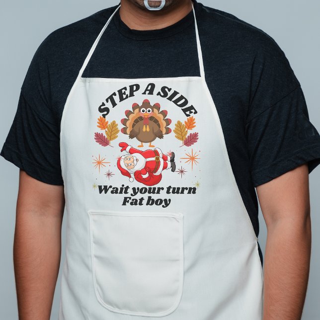 Wait Your Turn Fat Boy Funny Thanksgiving  Långt Förkläde (Skapare uppladdad)