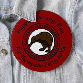 Waitangi Day Edit Text New Zealand Colossal Badge Knapp