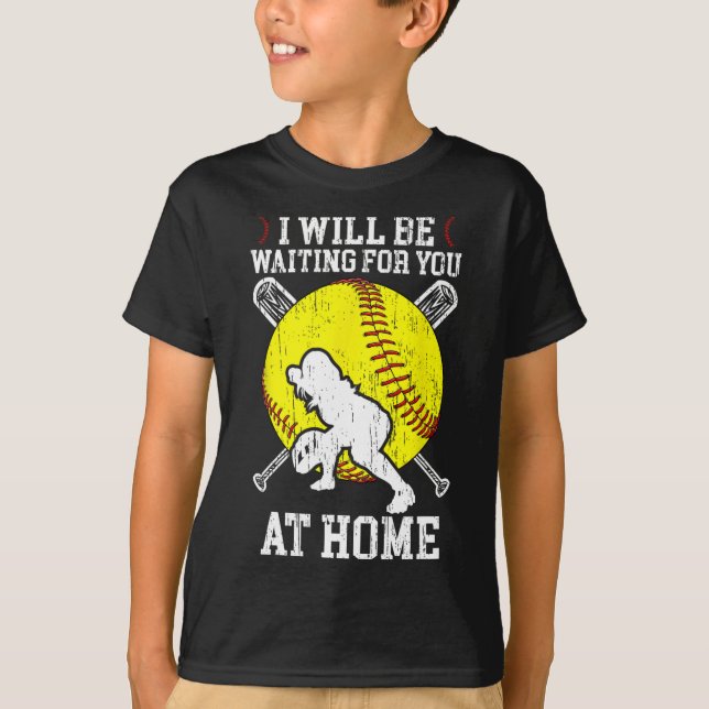 Waiting For You Girls Softll Catcher Softll Player T Shirt (Framsida)