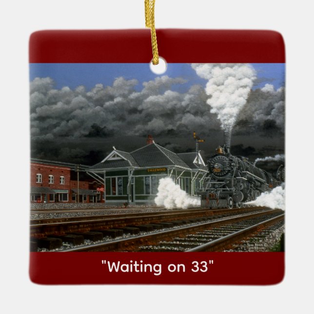 "Waiting on 33" av Tom Rock Julgransprydnad Keramik (Framsida)