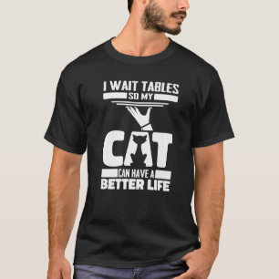 Waitress Cat Server-Servitör T Shirt