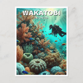 Wakatobi Indonesia Scuba Diver Vykort