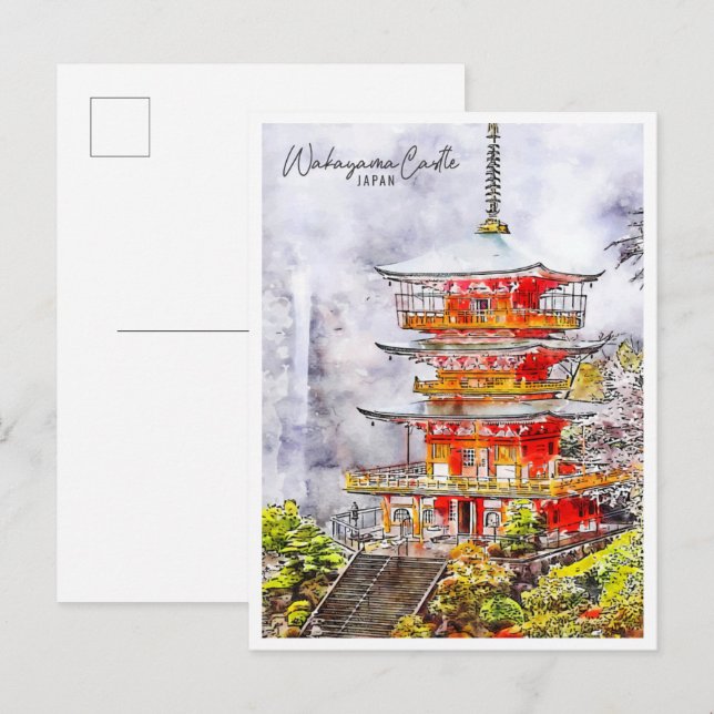 Wakayama Castle Japan vintage resor Vykort (Fram/baksida)