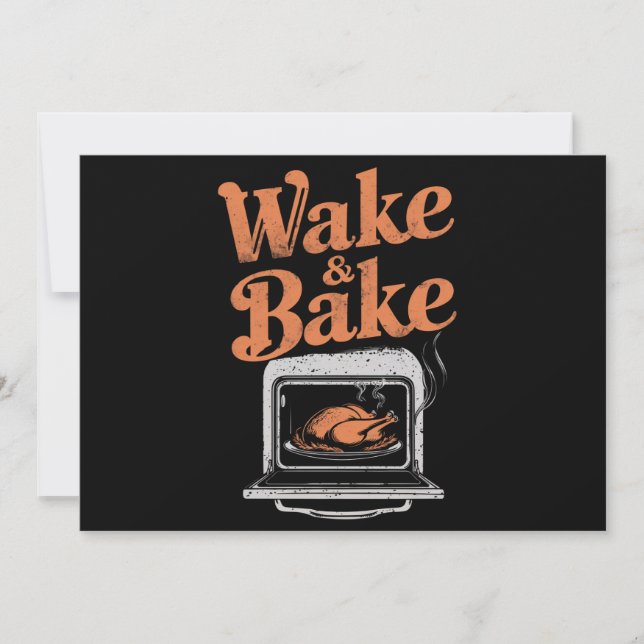 Wake Bake Turkey Dinner Funny Thanksgiving Inbjudningar (Framsida)