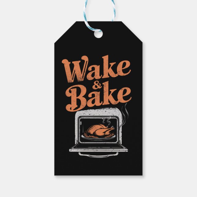 Wake Bake Turkisk Middag Rolig Thanksgiving  Presentetikett (Baksidan)