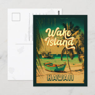 Wake Island Hawaii Vintage Retro Handflatan Träd 6 Vykort