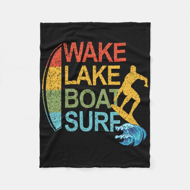 Wake Lake Båt Surf Surfing Surfing Surfbräda Fleecefilt (Framsidan)