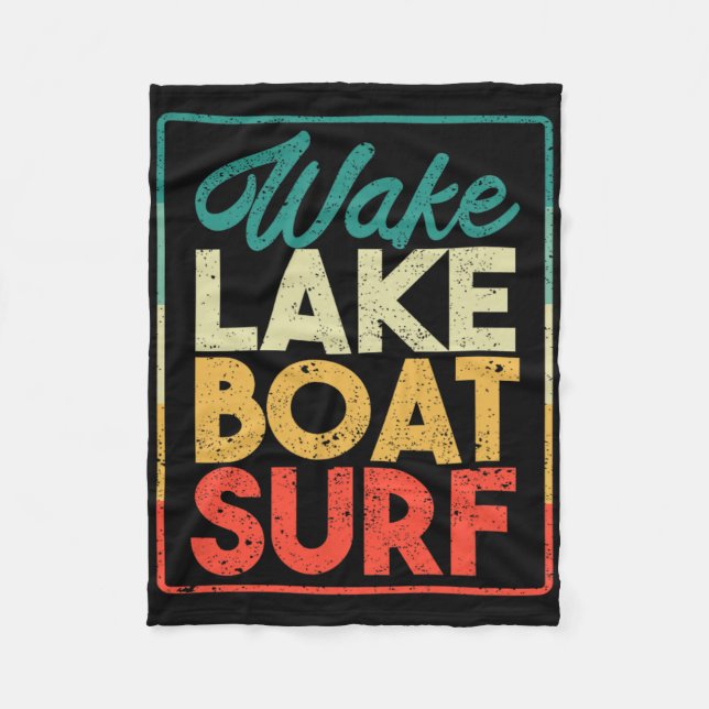 Wake Lake Boat Surf Funny Wakesurf Board Surfing S Fleecefilt (Framsidan)