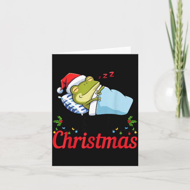 Wake Me Up When It's Christmas Cute Frog Animal Sl Kort (Framsida)