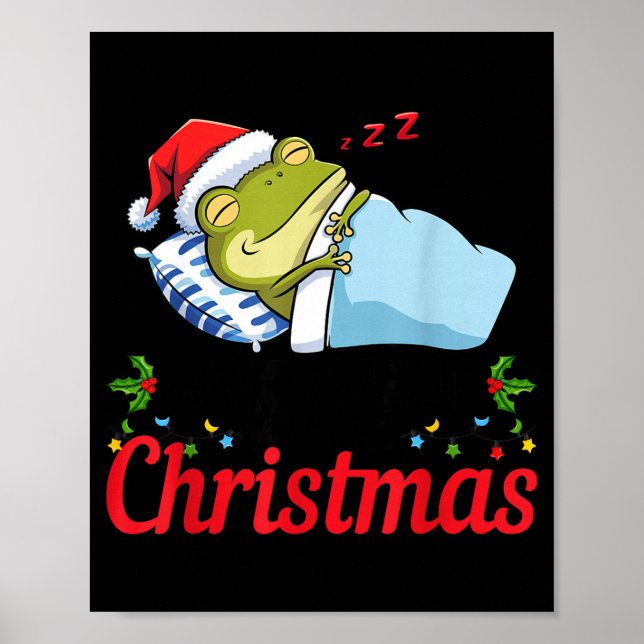 Wake Me Up When It's Christmas Cute Frog Animal Sl Poster (Framsidan)