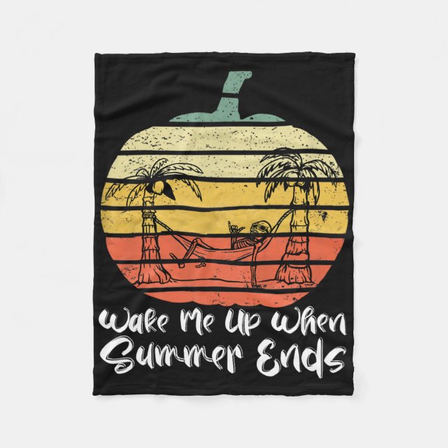 Wake Me Up When Summer Ends Funny Skeleton Hallowe Fleecefilt (Framsidan)