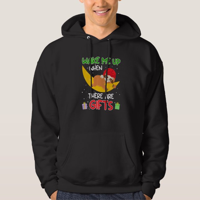 Wake me up when there ares sloth Christmas Hoodie (Framsida)