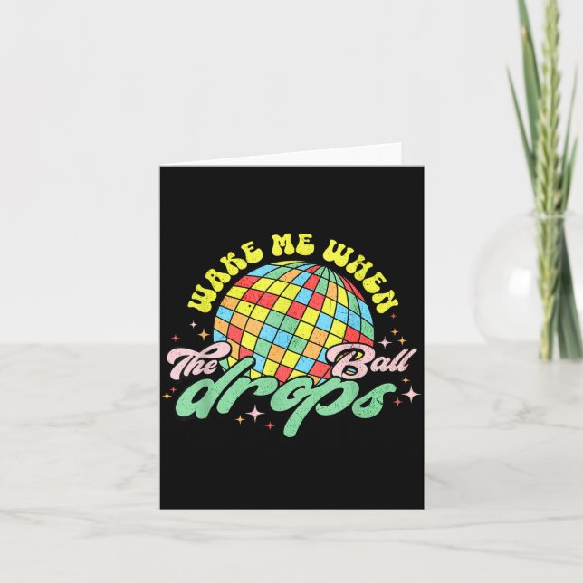 Wake Me When The Ball Drops Funny New Years Eve  Kort (Framsida)