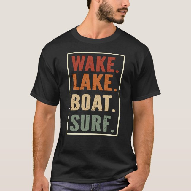 Wake Sjö Boat Surfa T Shirt (Framsida)