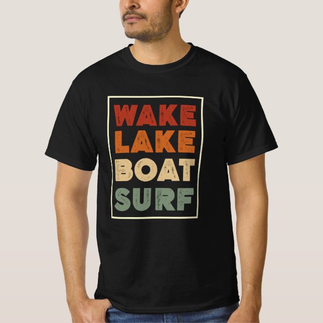Wake Sjö Boat Surfa T Shirt (Framsida)