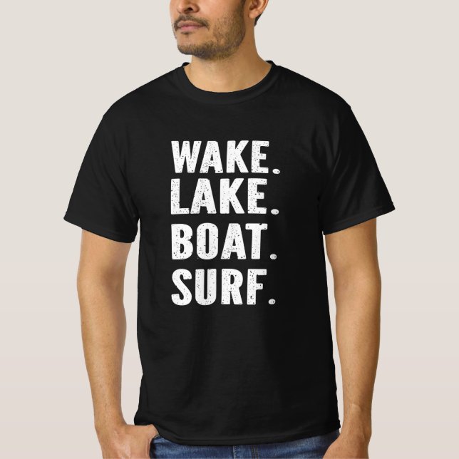 Wake Sjö Boat Surfa T Shirt (Framsida)