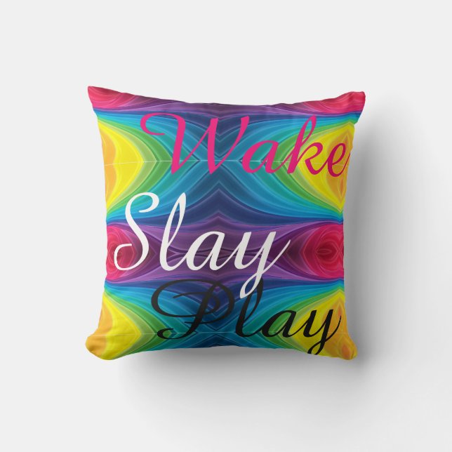 Wake Slay Play Rainbow REVERSABLE Kudde (Framsida)