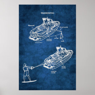 Wake Surfing Patent Art Skriv ut nr 1 Poster