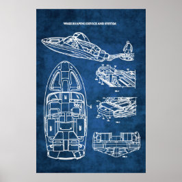 Wake Surfing Patent Art Skriv ut nr 2 Poster