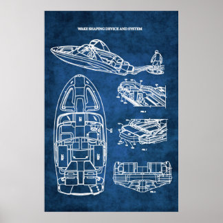 Wake Surfing Patent Art Skriv ut nr 2 Poster