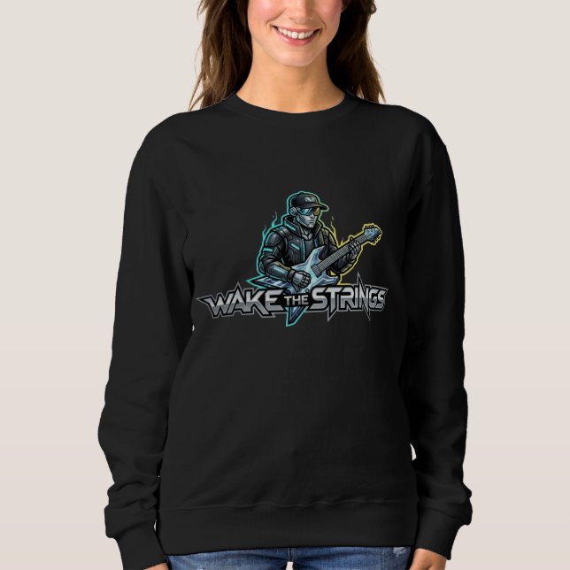 Wake The Strings Retro Future Art T Shirt (Framsida)