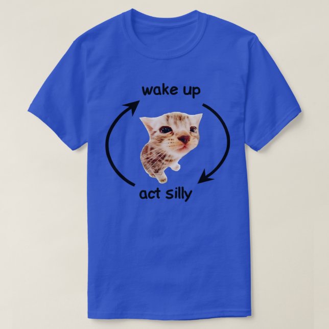Wake Up Act Fånig Cat Funny Cat T Shirt (Design framsida)