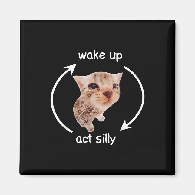 Wake Up Act-Fånig _ Gråtande Banana Cat Memme Magnet (Framsidan)