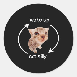 Wake Up Act-Fånig _ Gråtande Banana Cat Memme Runt Klistermärke