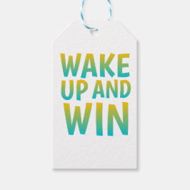 Wake Up and Win Motivational Typography Presentetikett