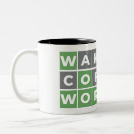 Wake Up Coffee Wordle Original Två-Tonad Mugg