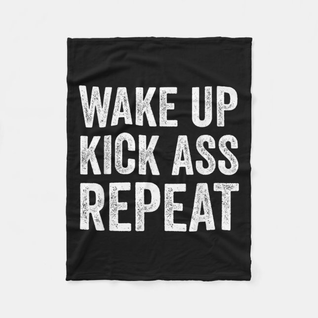 Wake Up Kick Repea,funny Quote Workout Motivation  Fleecefilt (Framsidan)