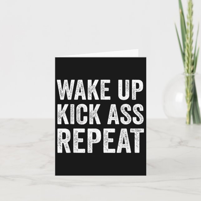 Wake Up Kick Repea,funny Quote Workout Motivation  Kort (Framsida)
