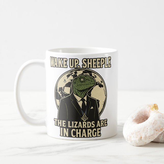 Wake Up Sheeple Lizard Rulers Parody Kaffemugg (Med munk)
