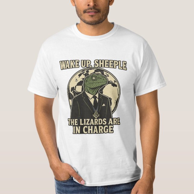 Wake Up Sheeple Lizard Rulers Parody T Shirt (Framsida)