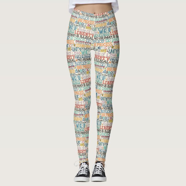 wake up stand up typography leggings (Framsida)