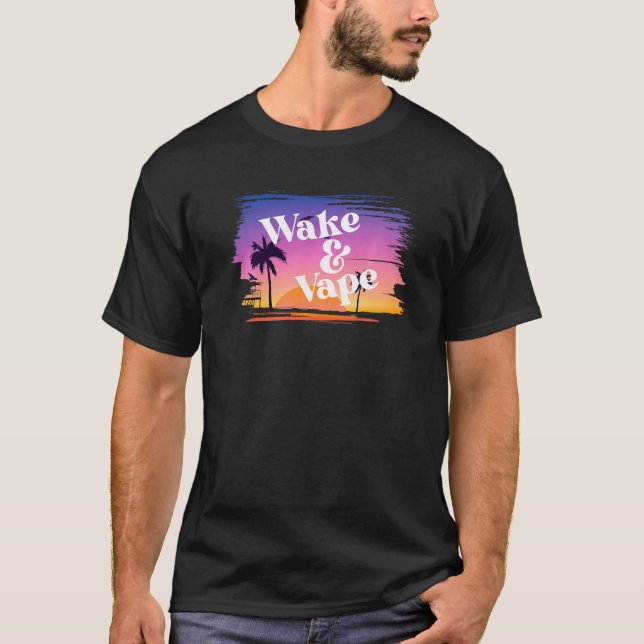 Wake & Vape Sungrowth Vaping Hobbyist & Nicotine F T Shirt (Framsida)