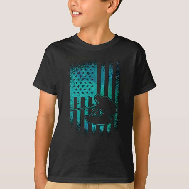 Wakeboard American Flagga Wakeboarder Wakeboarding T Shirt (Framsida)