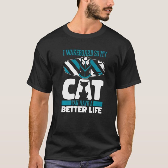 Wakeboard Cat Wakeboarder  Wakeboarding T Shirt (Framsida)