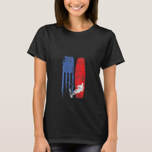 Wakeboard Skier Flagga Wakeboard Skier, amerikansk T Shirt